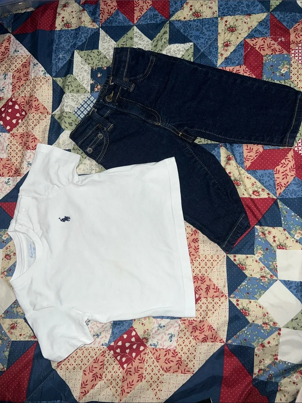 Ralph Lauren White Tee with Navy Blue Jeans